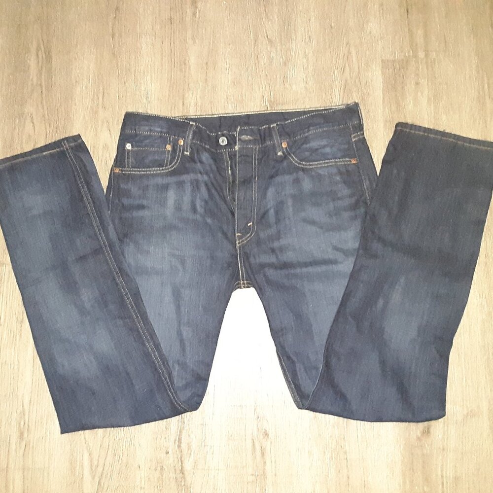 Levi's 505 * Like New * EUC * Waist 36 * Inseam 34 * Dark Blue * Minor Distress